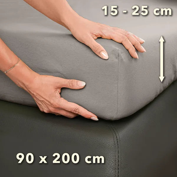 Basic Spannbettlaken 90x200 aus Jersey-Baumwolle in Taupe - Größe - mobile