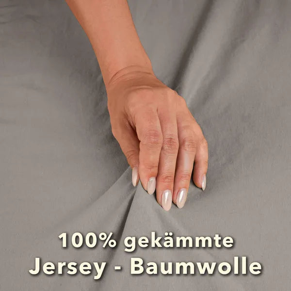 Basic Spannbettlaken 90x200 aus Jersey-Baumwolle in Taupe - Qualität - mobile