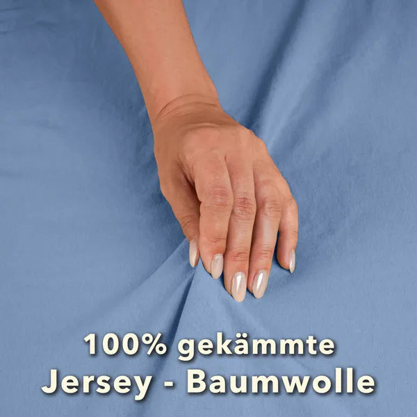 Basic Spannbettlaken 90x200 aus Jersey-Baumwolle in Mittelblau - Qualität - mobile