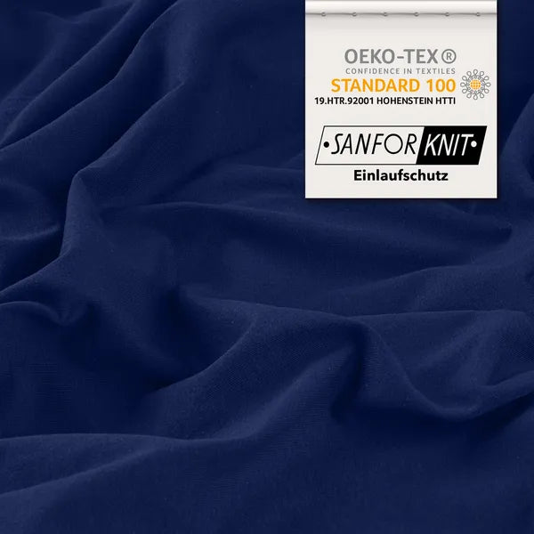 Basic Spannbettlaken 90x200 aus Jersey-Baumwolle in Marine - Detail - mobile