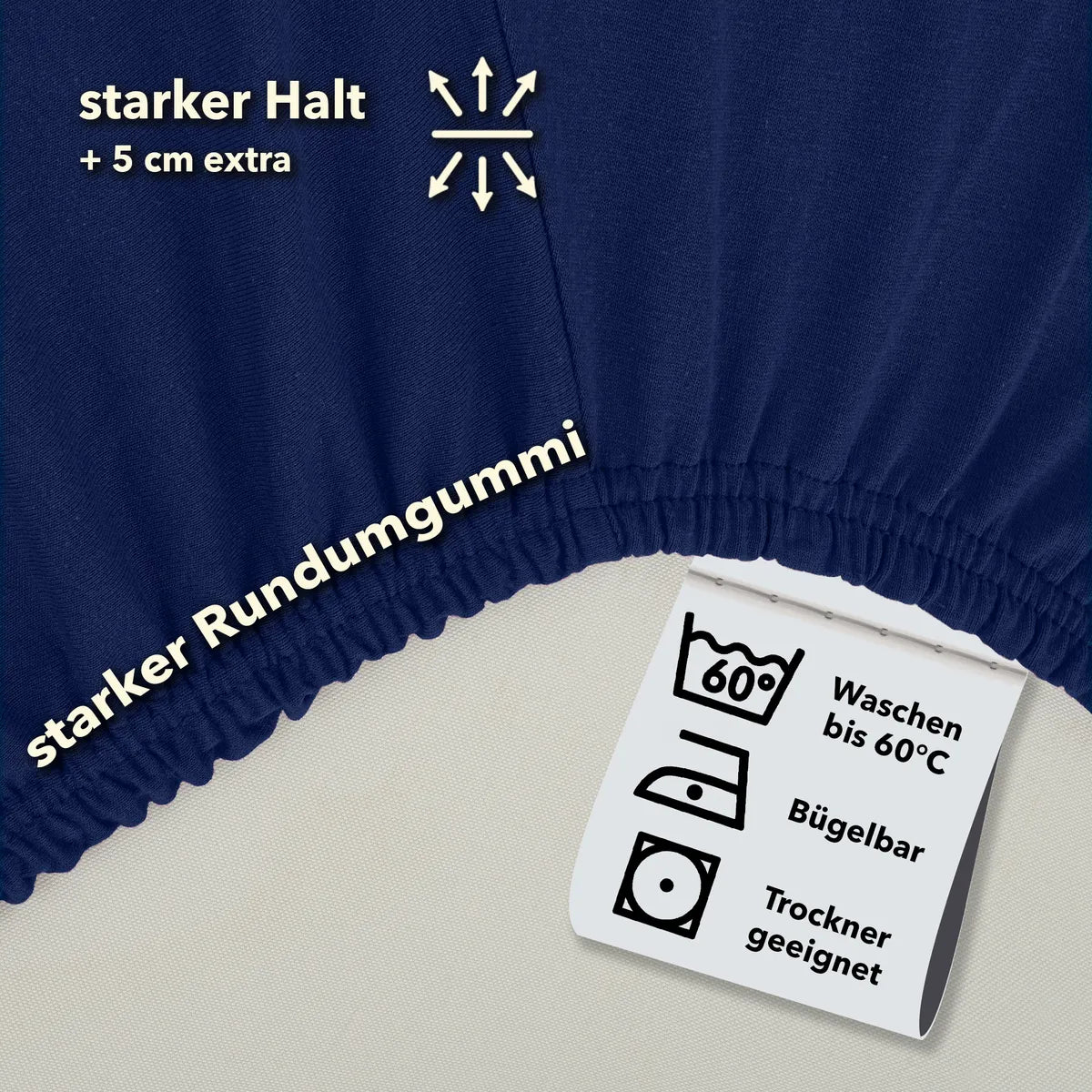 Basic Spannbettlaken 90x200 aus Jersey-Baumwolle in Marine - Pflege
