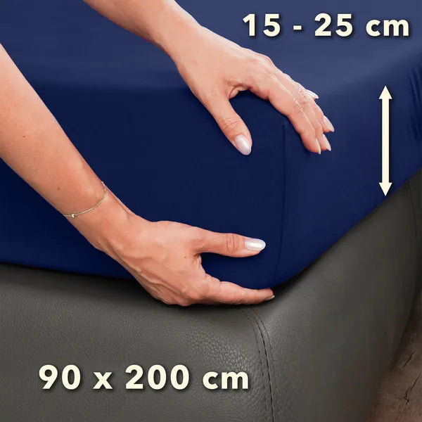 Basic Spannbettlaken 90x200 aus Jersey-Baumwolle in Marine - Größe - mobile
