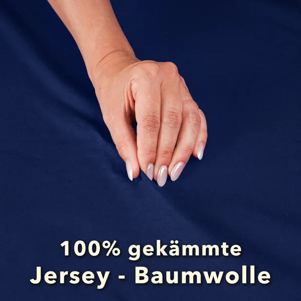 Basic Spannbettlaken 90x200 aus Jersey-Baumwolle in Marine - Qualität - mobile
