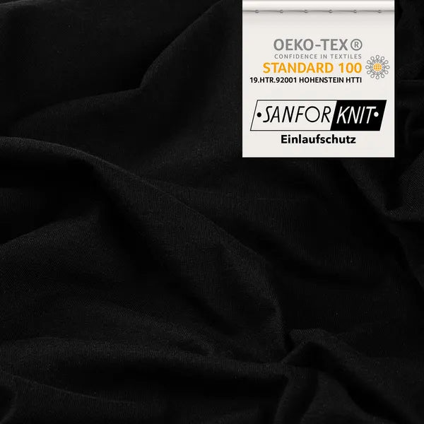 Basic Spannbettlaken 90x200 aus Jersey-Baumwolle in Schwarz - Detail - mobile