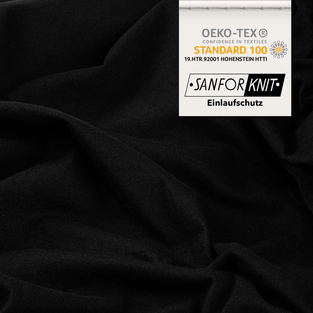Basic Spannbettlaken 90x200 aus Jersey-Baumwolle in Schwarz - Detail