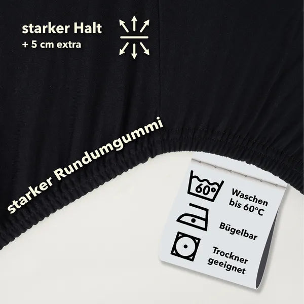 Basic Spannbettlaken 90x200 aus Jersey-Baumwolle in Schwarz - Pflege - mobile
