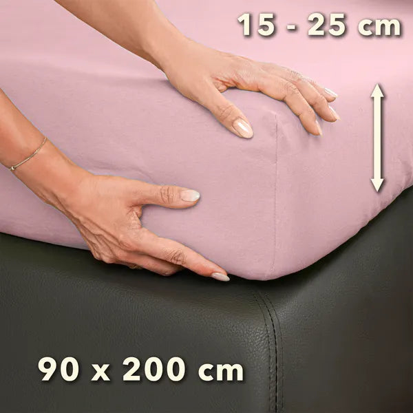Basic Spannbettlaken 90x200 aus Jersey-Baumwolle in Puder - Größe - mobile