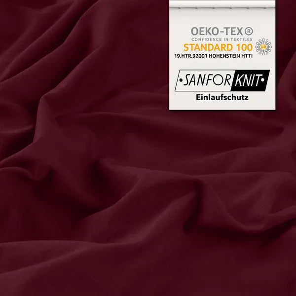 Basic Spannbettlaken 90x200 aus Jersey-Baumwolle in Bordeaux - Detail - mobile