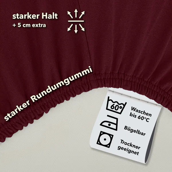 Basic Spannbettlaken 90x200 aus Jersey-Baumwolle in Bordeaux - Pflege - mobile