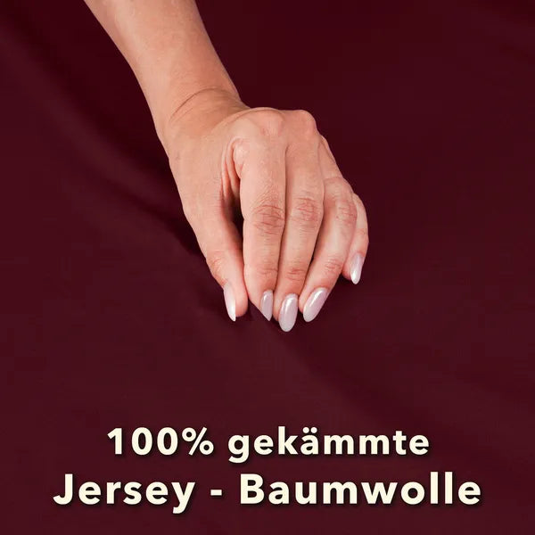 Basic Spannbettlaken 90x200 aus Jersey-Baumwolle in Bordeaux - Qualität - mobile