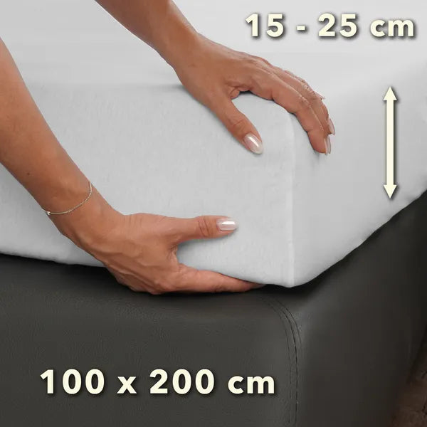 Basic Spannbettlaken 100x200 aus Jersey-Baumwolle in Weiß - Größe - mobile