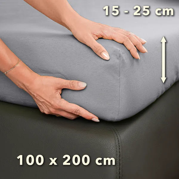 Basic Spannbettlaken 100x200 aus Jersey-Baumwolle in Silber - Größe - mobile
