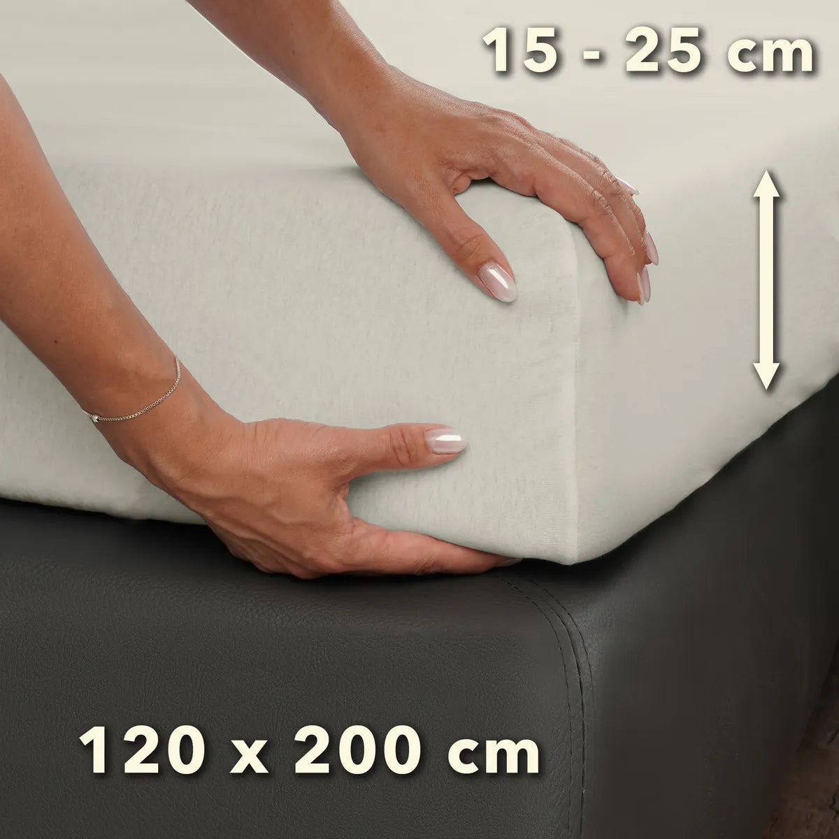Basic Spannbettlaken 120x200 aus Jersey-Baumwolle in Schnee - Größe