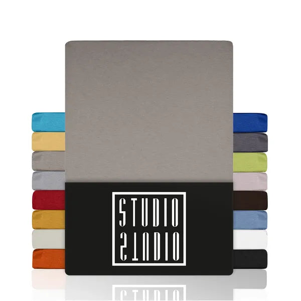 Basic Spannbettlaken 120x200 aus Jersey-Baumwolle in Taupe - Verpackung - mobile