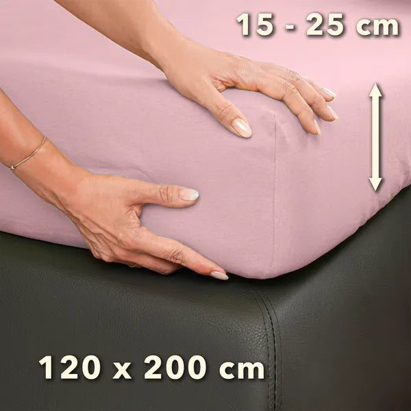 Basic Spannbettlaken 120x200 aus Jersey-Baumwolle in Puder - Größe - mobile