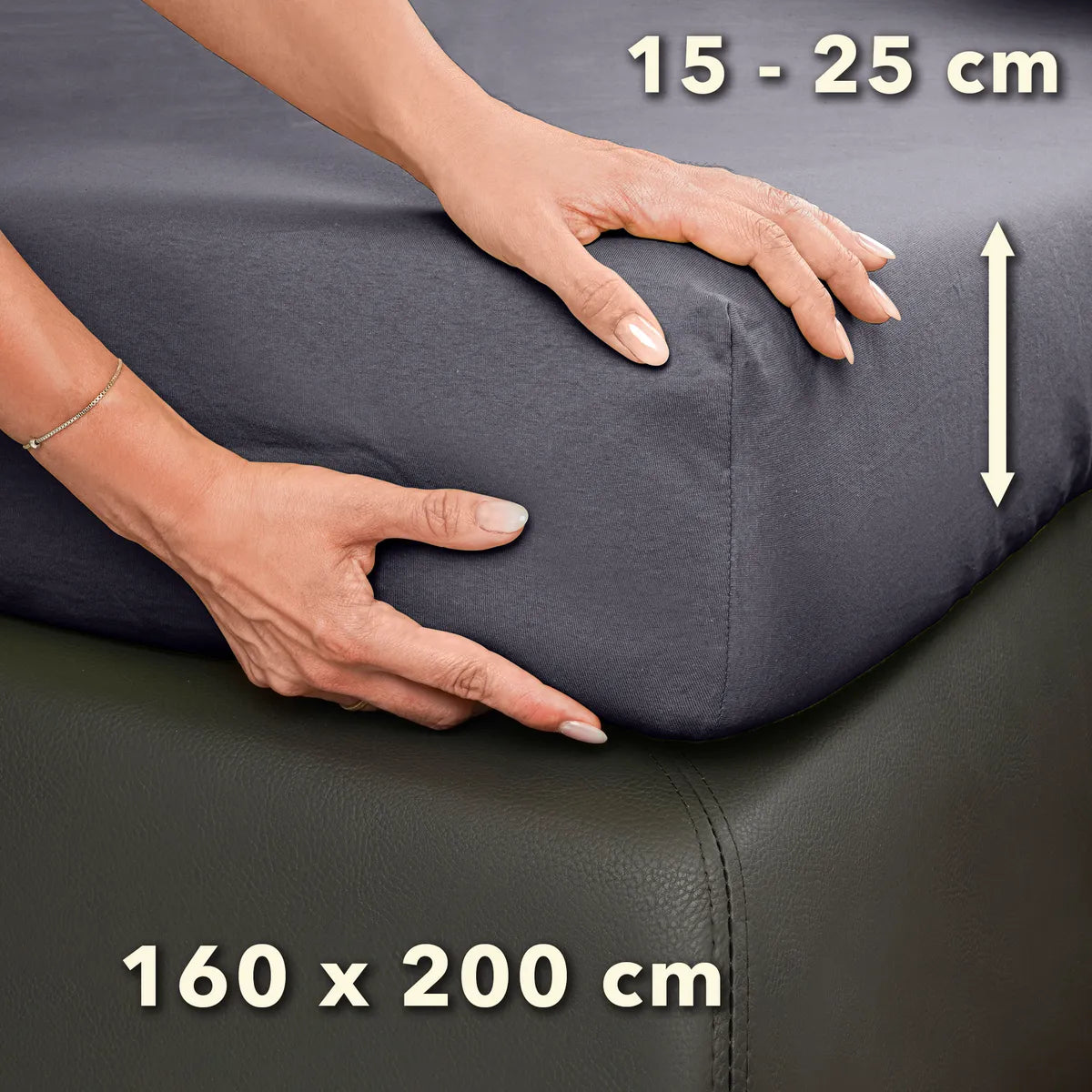 Basic Spannbettlaken 160x200 aus Jersey-Baumwolle in Grau - Größe