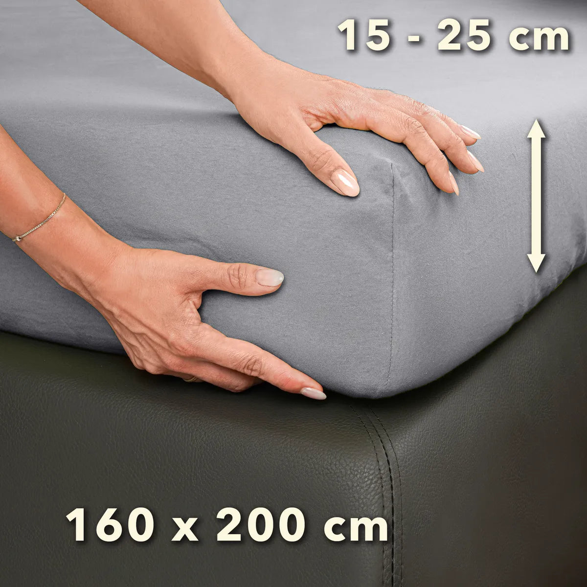 Basic Spannbettlaken 160x200 aus Jersey-Baumwolle in Silber - Größe