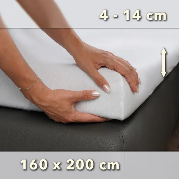 Topper Spannbettlaken 160x200 aus Jersey-Baumwolle - Weiß - Größe - mobile