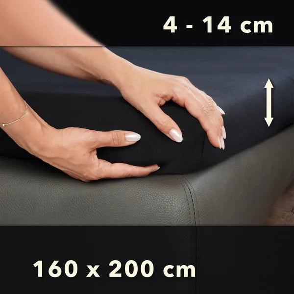 Topper Spannbettlaken 160x200 aus Jersey-Baumwolle - Schwarz - Größe - mobile