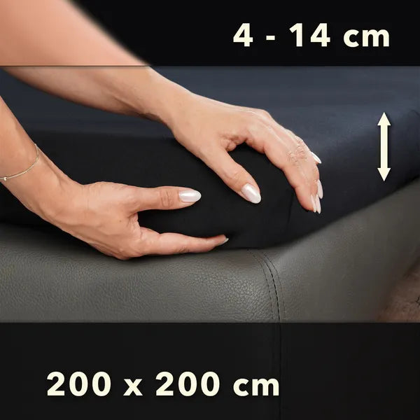 Topper Spannbettlaken 200x200 aus Jersey-Baumwolle - Schwarz - Größe - mobile