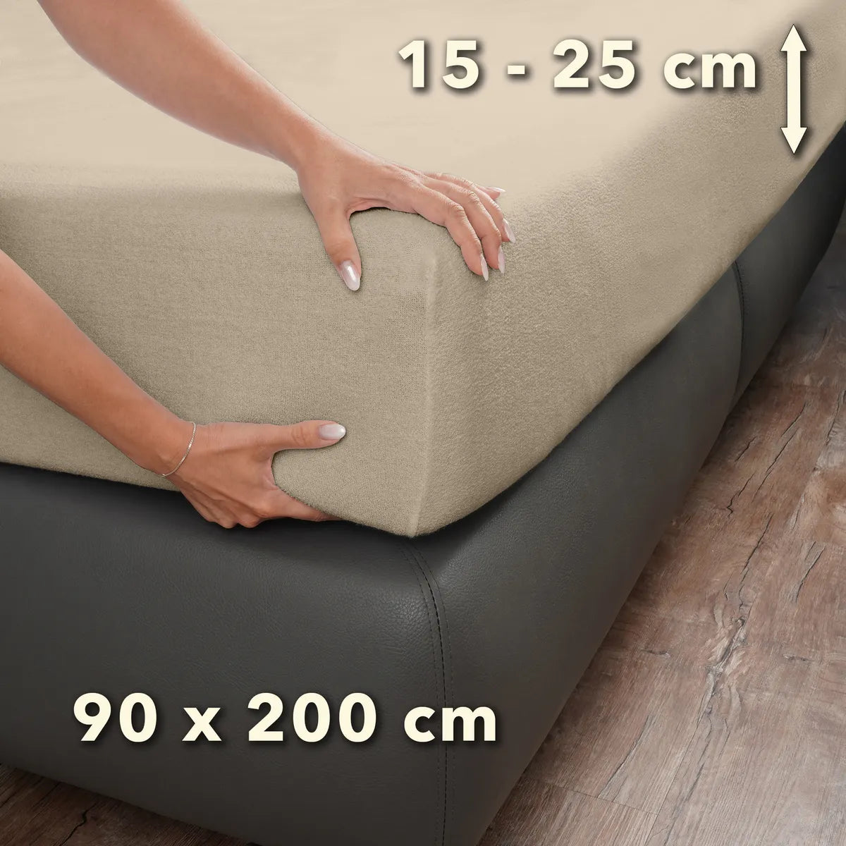 Basic Frottee Spannbettlaken 90x200 - Creme - Größe
