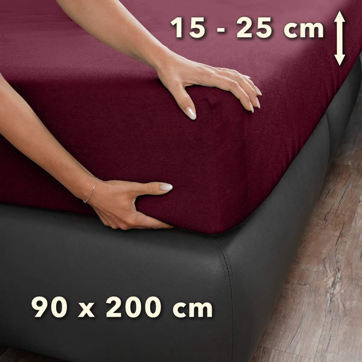 Basic Frottee Spannbettlaken 90x200 - Bordeaux - Größe