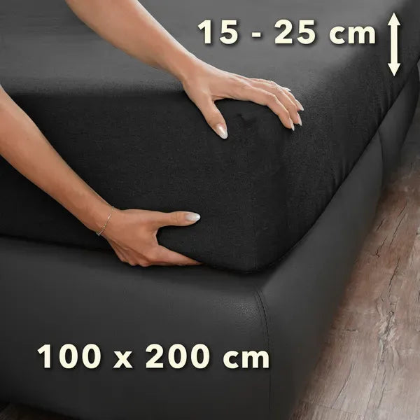 Basic Frottee Spannbettlaken 100x200 - Anthrazit - Größe - mobile