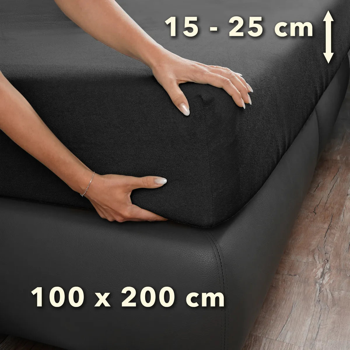 Basic Frottee Spannbettlaken 100x200 - Anthrazit - Größe