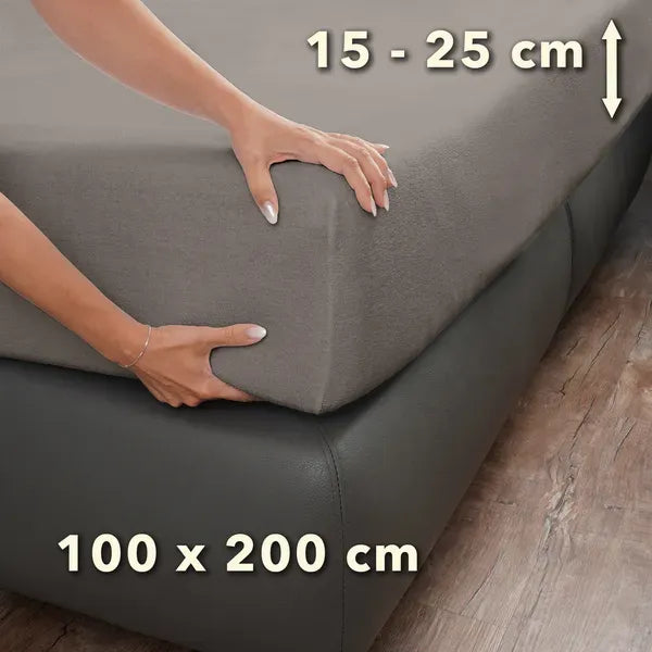 Basic Frottee Spannbettlaken 100x200 - Taupe - Größe - mobile