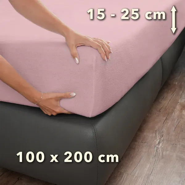Basic Frottee Spannbettlaken 100x200 - Puder - Größe - mobile