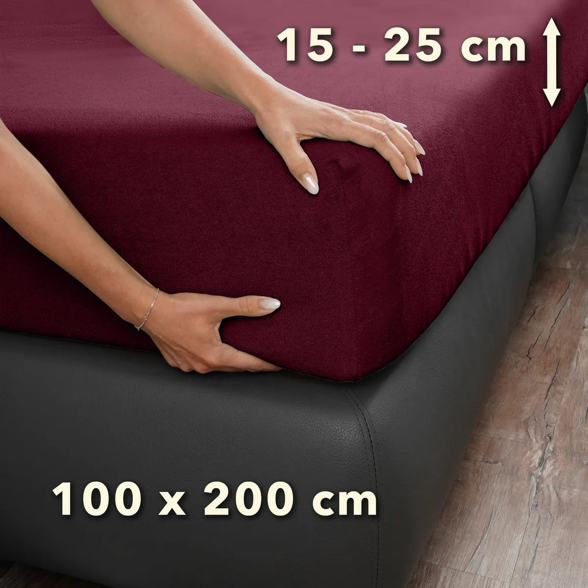 Basic Frottee Spannbettlaken 100x200 - Bordeaux - Größe