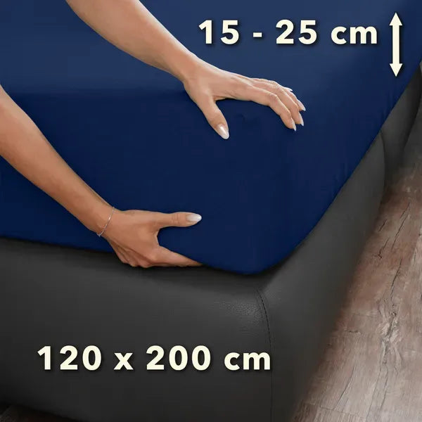 Basic Frottee Spannbettlaken 120x200 - Marine - Größe - mobile
