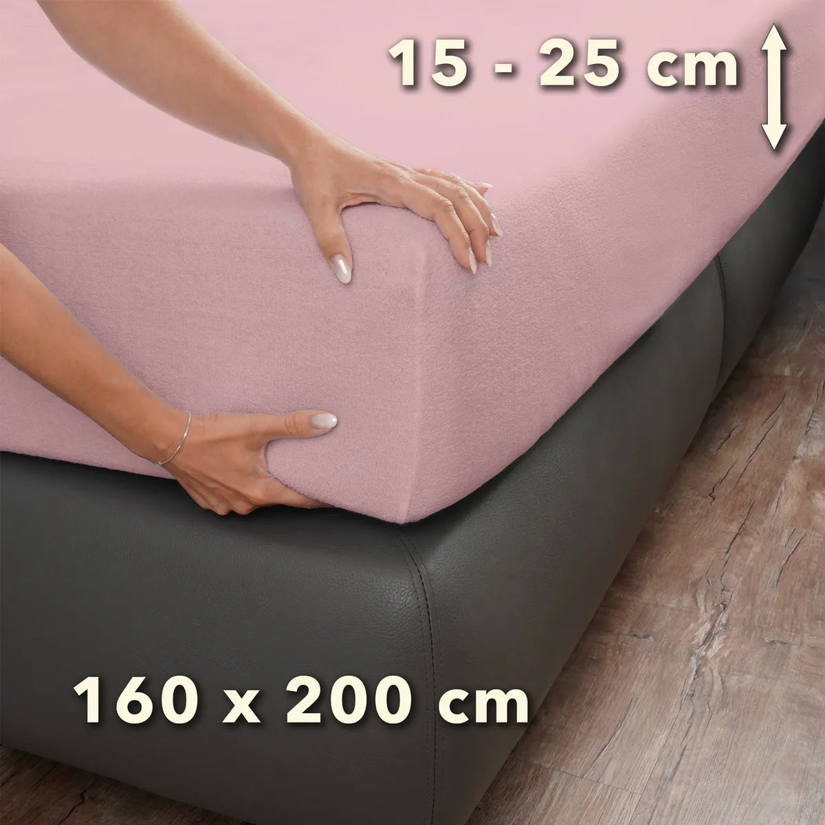 Basic Frottee Spannbettlaken 160x200 - Puder - Größe